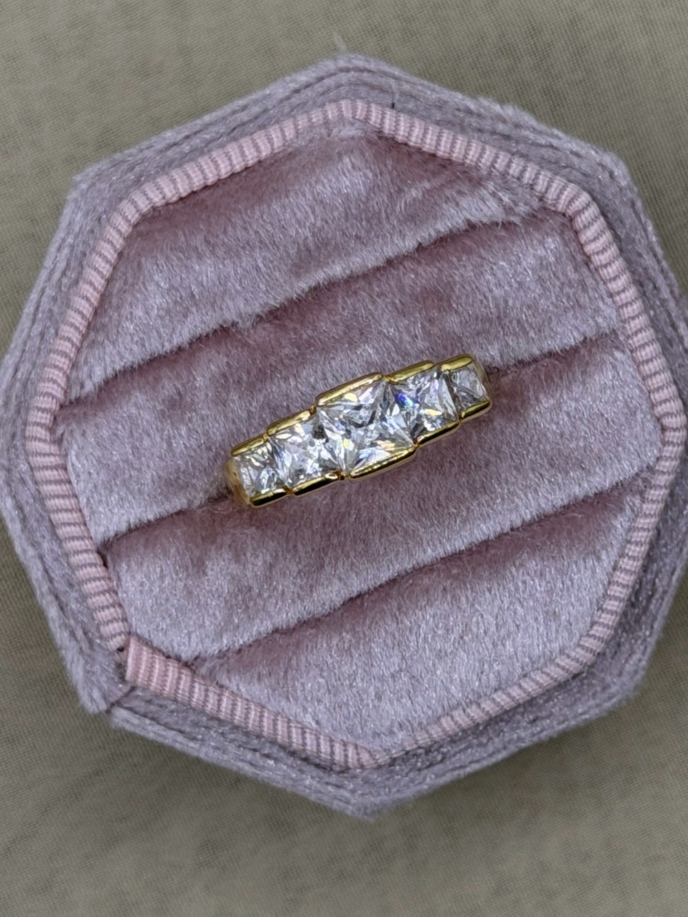 18K GP Princess Cut 5-Stone Anniversary Band